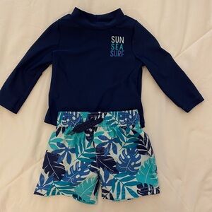 NEW Sun Sea Surf UV Protection Guard Palm Tree Bathing Suit Set